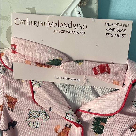 Catherine Malandrino Pink Animal Print Kids Christmas Pajama Set 3T - Picture 5 of 7